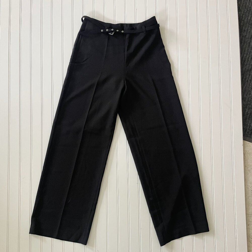 H&M Black Wide Leg Trousers in Size 6 with Pretty Black Belt - NWT